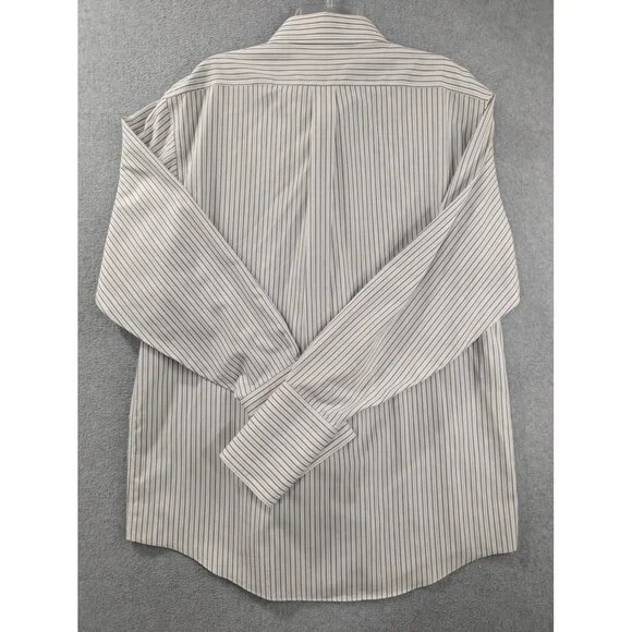 Brooks Brothers Shirt Mens 16.5 34 Blue Gray Striped Regular Fit Non Iron Supima - Picture 6 of 9